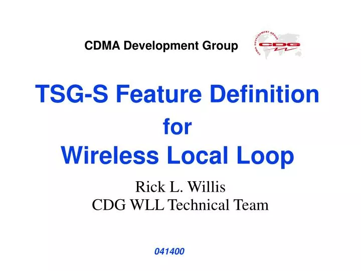 tsg s feature definition for wireless local loop