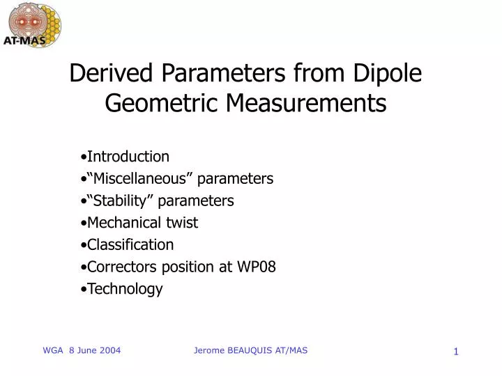derived parameters from dipole geometric measurements