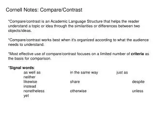 Cornell Notes: Compare/Contrast