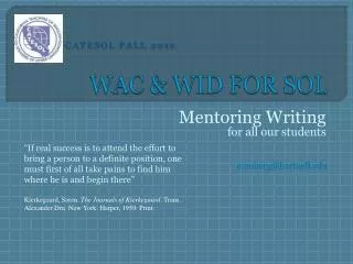 WAC &amp; WID FOR SOL