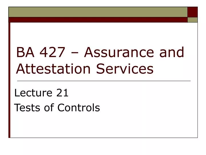 ba 427 assurance and attestation services