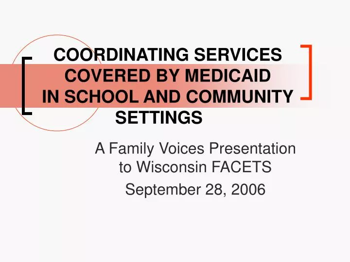 coordinating services covered by medicaid in school and community settings