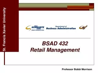 BSAD 432 Retail Management