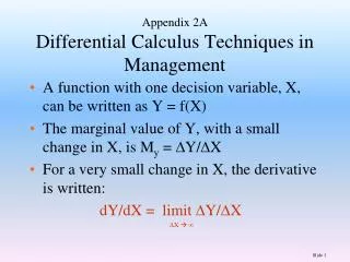 Appendix 2A Differential Calculus Techniques in Management