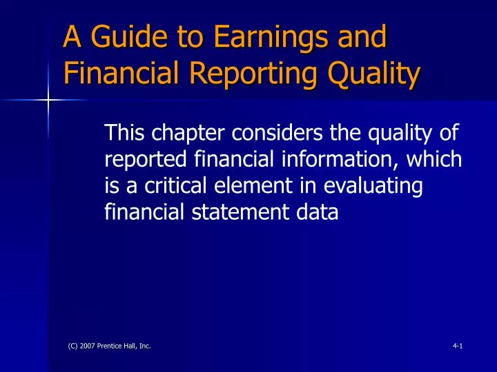 a guide to earnings and financial reporting quality