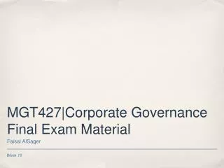 MGT427|Corporate Governance Final Exam Material