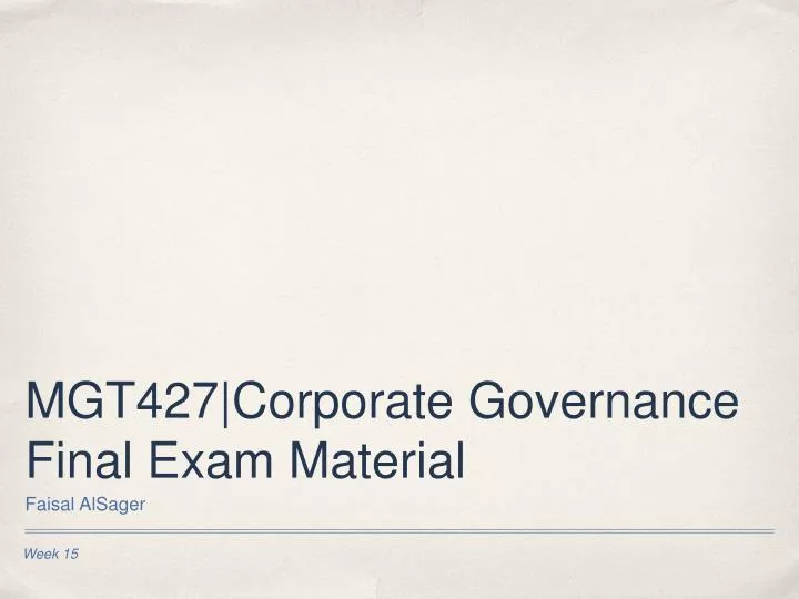 mgt427 corporate governance final exam material