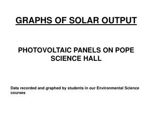 GRAPHS OF SOLAR OUTPUT PHOTOVOLTAIC PANELS ON POPE SCIENCE HALL