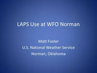 LAPS Use at WFO Norman