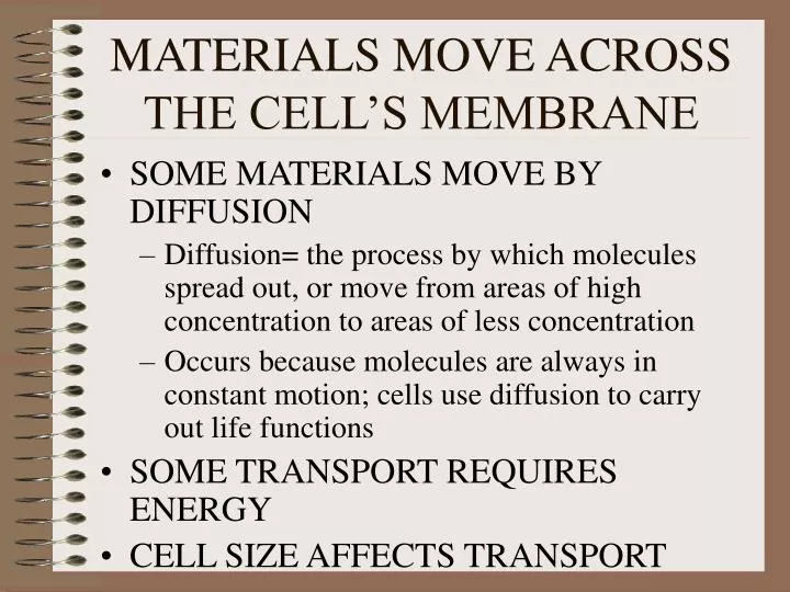 materials move across the cell s membrane