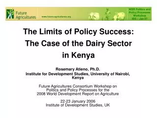 The Limits of Policy Success: The Case of the Dairy Sector in Kenya