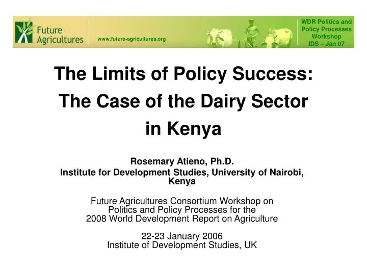 the limits of policy success the case of the dairy sector in kenya