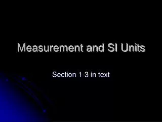 Measurement and SI Units