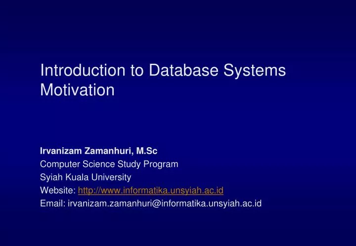 introduction to database systems motivation