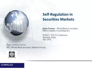 Self-Regulation in Securities Markets