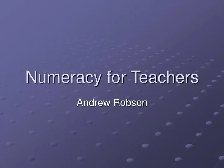 numeracy for teachers