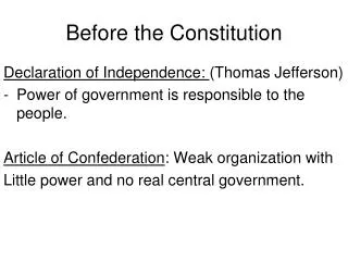 Before the Constitution