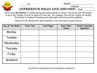 INFERENCE Read and Record