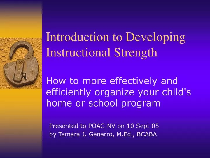 introduction to developing instructional strength