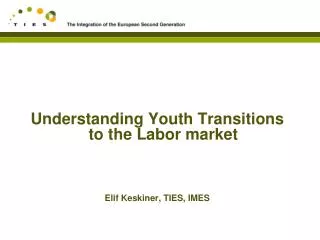 Understanding Youth Transitions to the Labor market Elif Keskiner, TIES, IMES