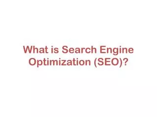 What is Search Engine Optimization (SEO)?