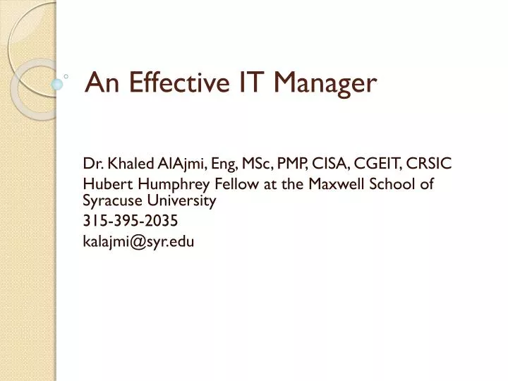 an effective it manager