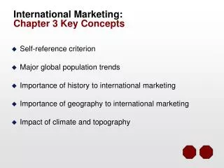 International Marketing: Chapter 3 Key Concepts