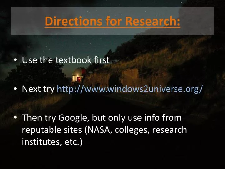 directions for research