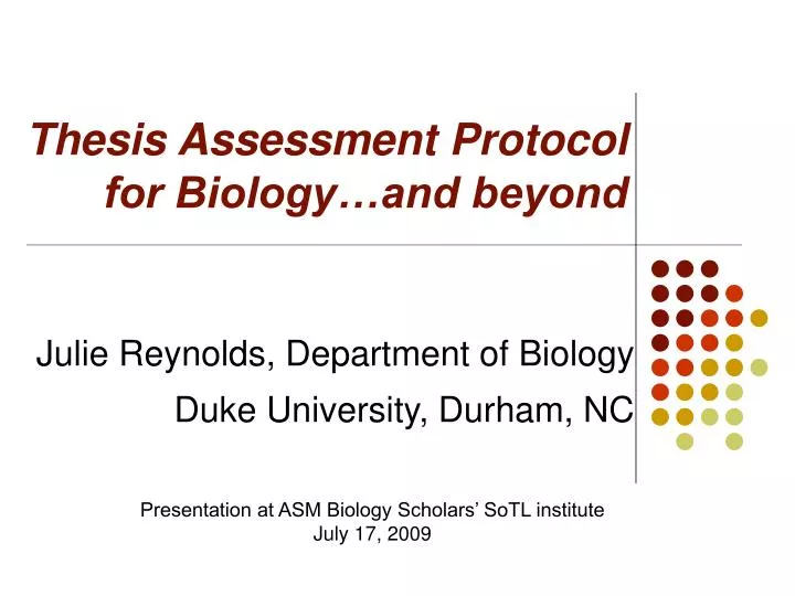 thesis assessment protocol for biology and beyond