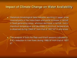 Impact of Climate Change on Water Availability