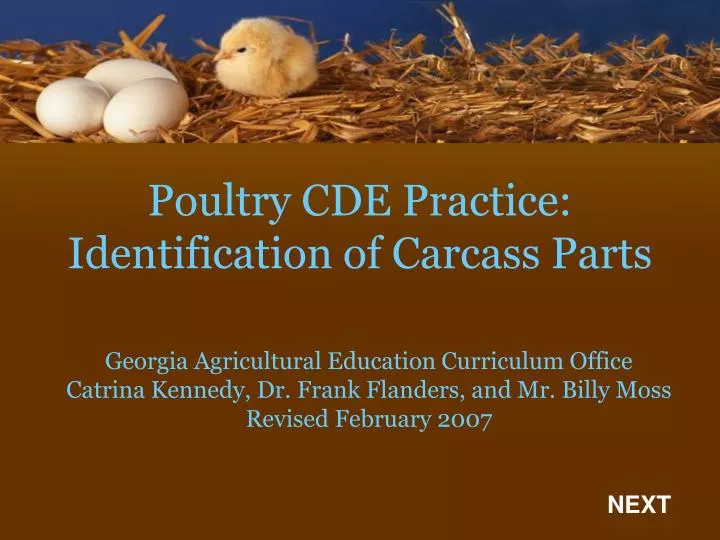 poultry cde practice identification of carcass parts