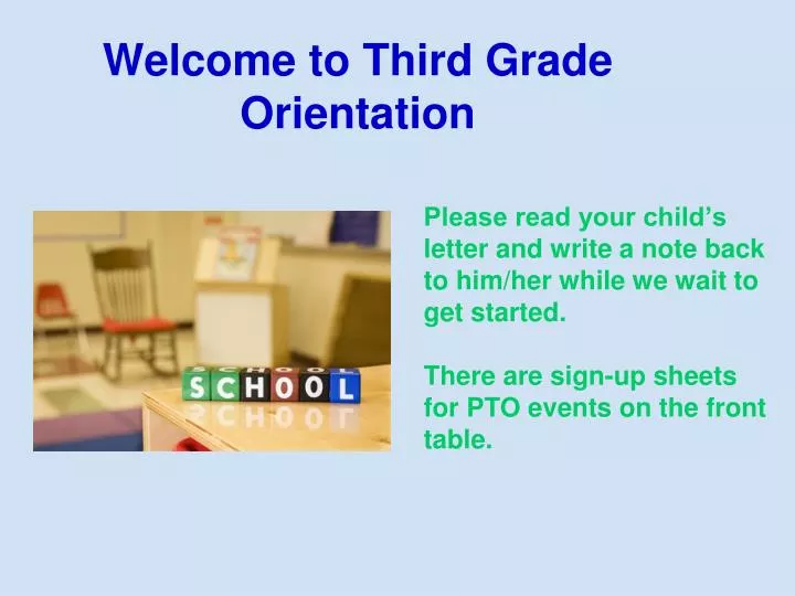 welcome to third grade orientation