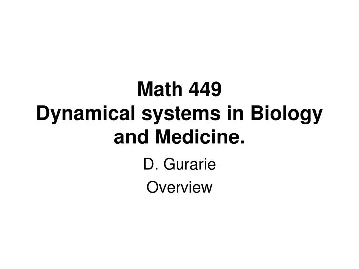 math 449 dynamical systems in biology and medicine