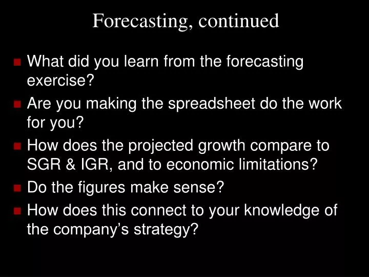 forecasting continued