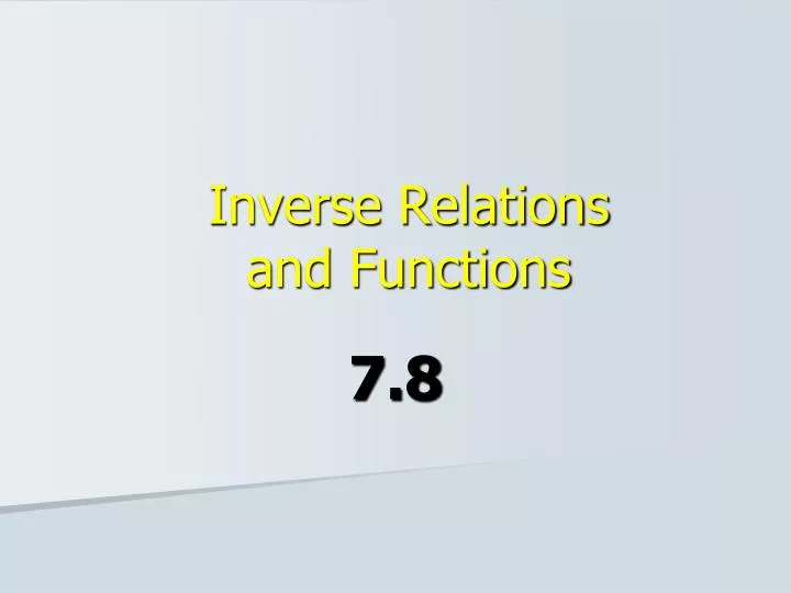inverse relations and functions