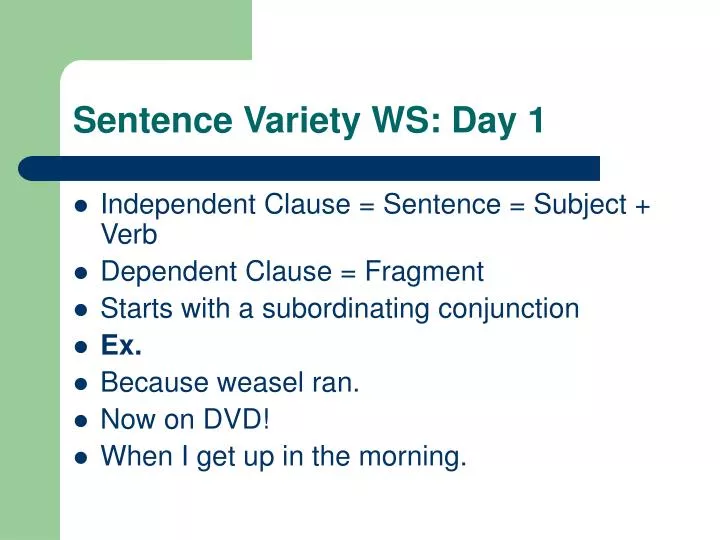 sentence variety ws day 1