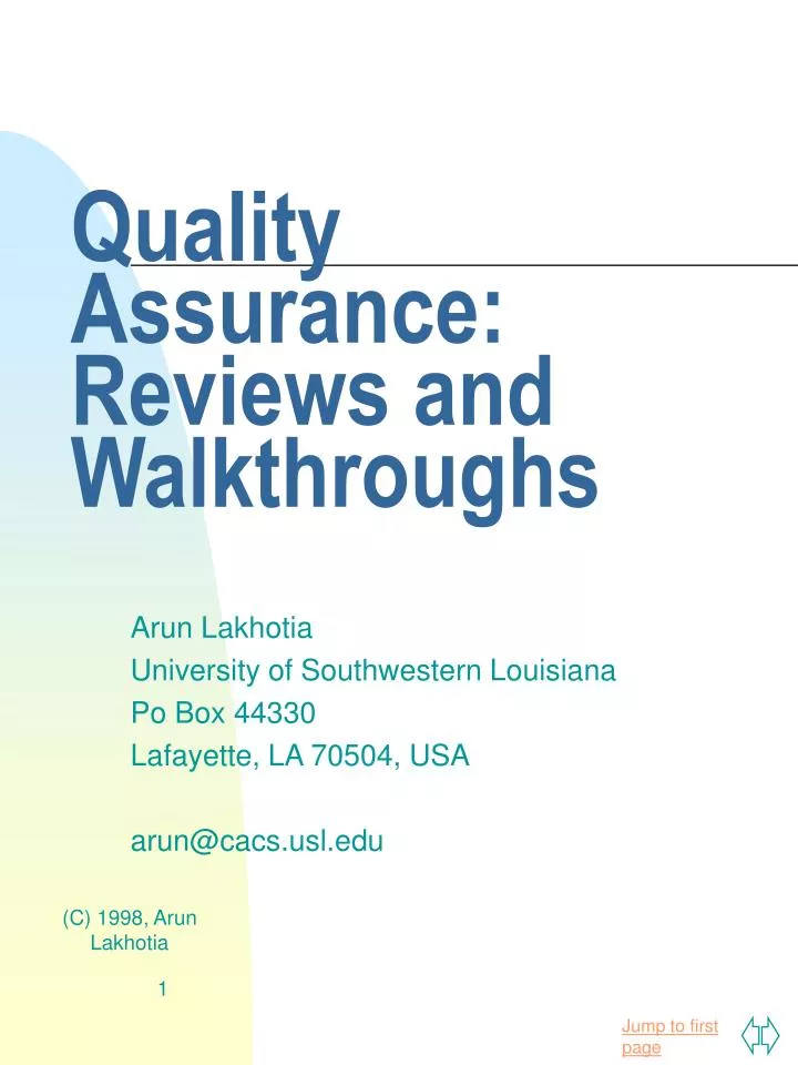 quality assurance reviews and walkthroughs