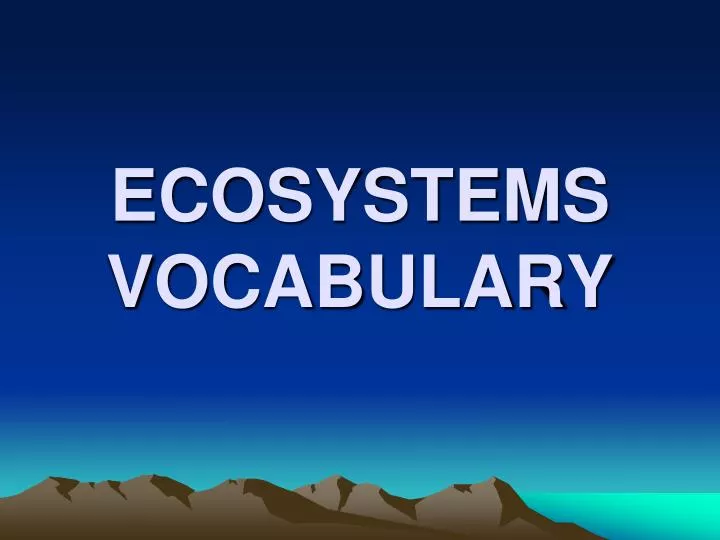 ecosystems vocabulary