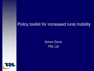 Policy toolkit for increased rural mobility