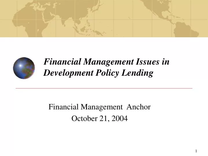 financial management issues in development policy lending