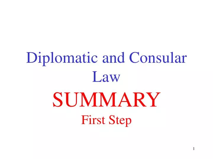 diplomatic and consular law