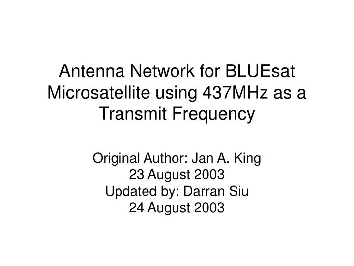 antenna network for bluesat microsatellite using 437mhz as a transmit frequency
