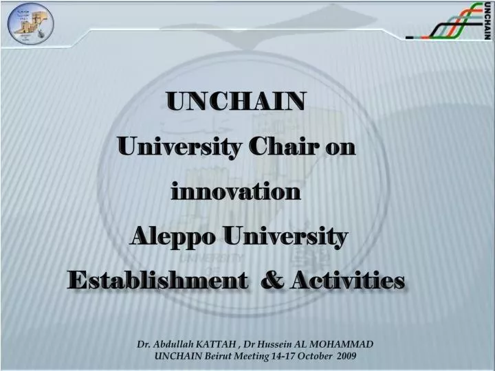 unchain university chair on innovation aleppo university e stablishment activities