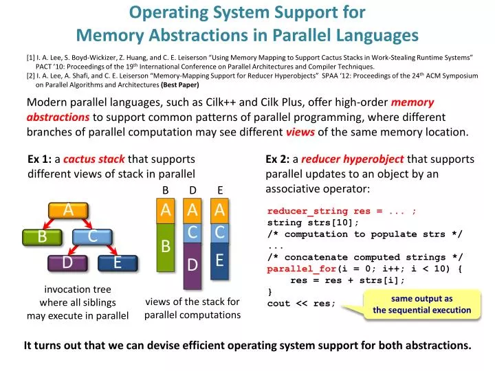 operating system support for memory abstractions in parallel languages