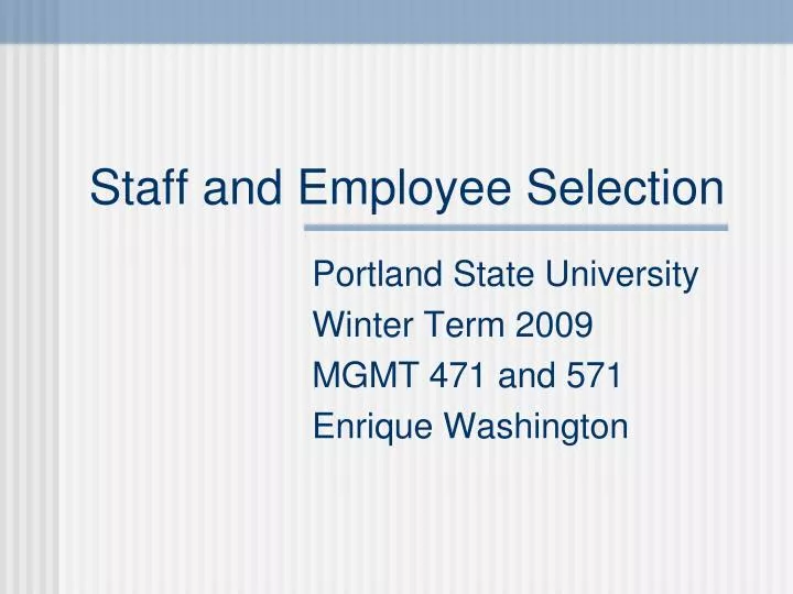 staff and employee selection