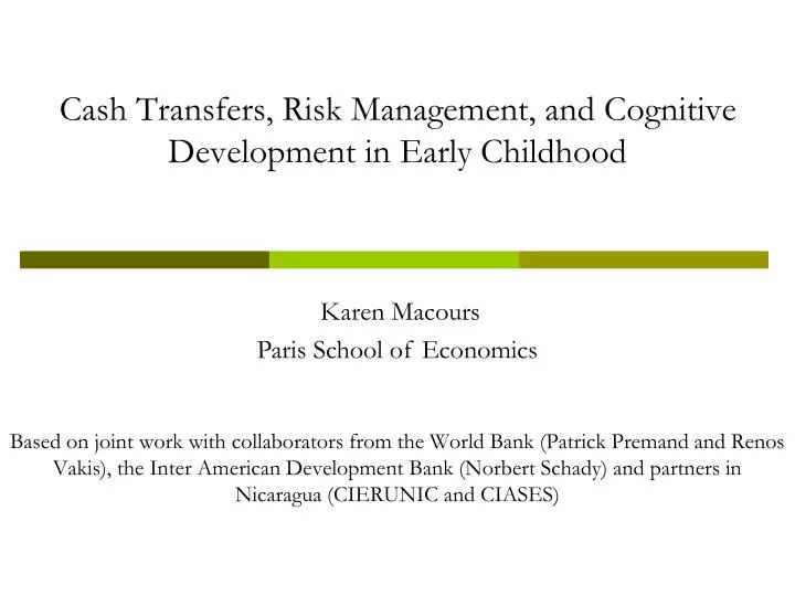 cash transfers risk management and cognitive development in early childhood