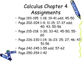 Calculus Chapter 4 Assignments