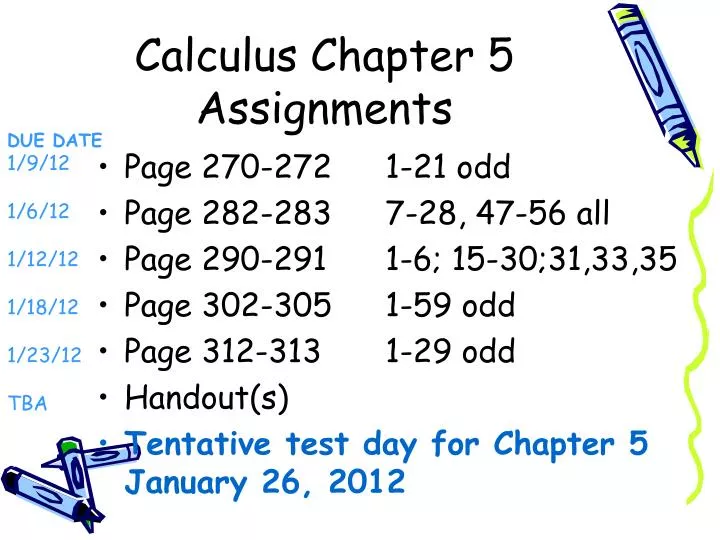 calculus chapter 5 assignments