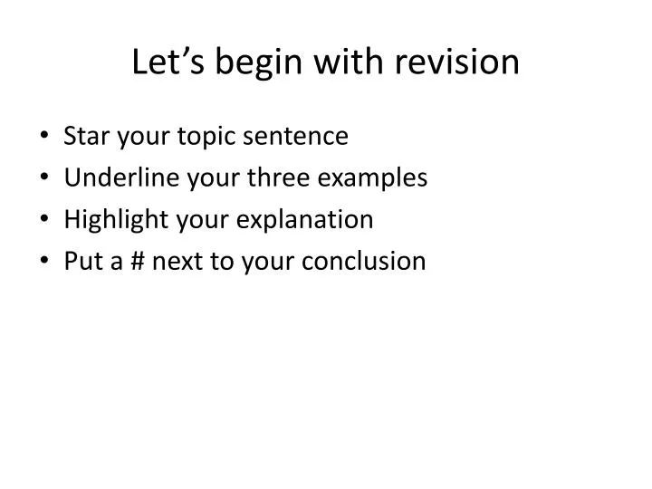 let s begin with revision