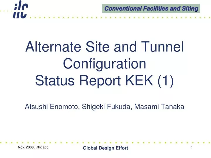 alternate site and tunnel configuration status report kek 1